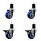 Service Caster 3.5'' Blue Poly Wheel Swivel 1-3/4'' Expanding Stem Caster Set 2 Brakes, 4PK SCC-EX20S3514-PPUB-BLUE-2-PLB-2-134 - alternate 1